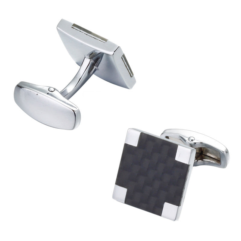 High Quality French Style Black Carbon Fiber Cufflinks for Men