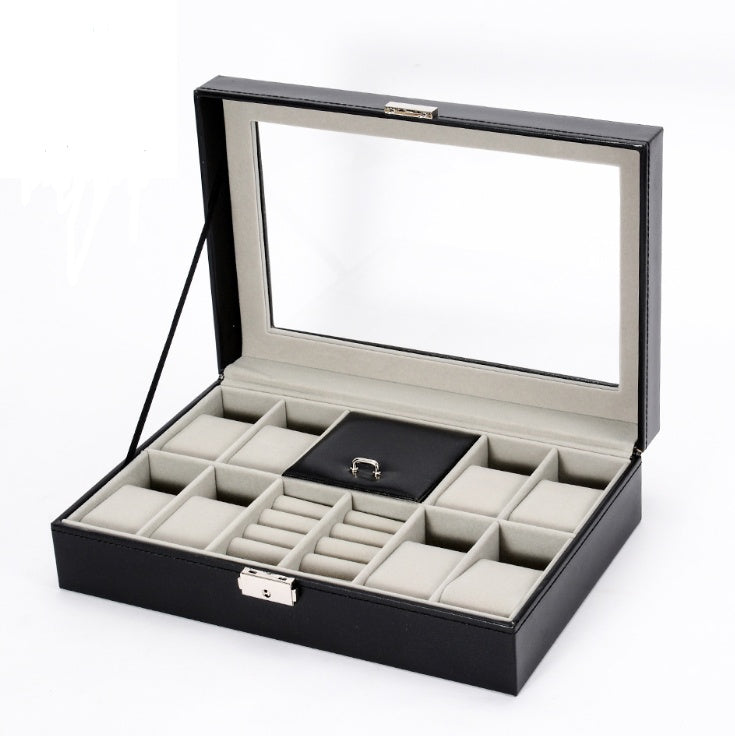 PU Leather & Wood Jewelry Storage Box