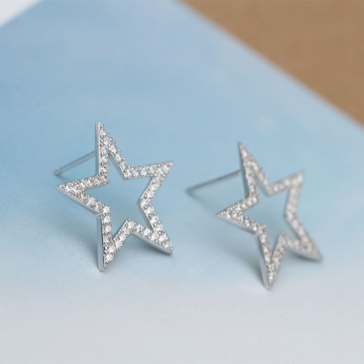 S925 Sterling Silver Five-Pointed Star Stud Earrings