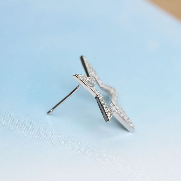 S925 Sterling Silver Five-Pointed Star Stud Earrings