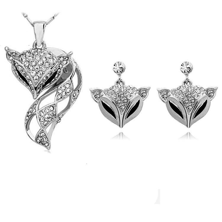 Dazzling Fox Necklace and Earring Set