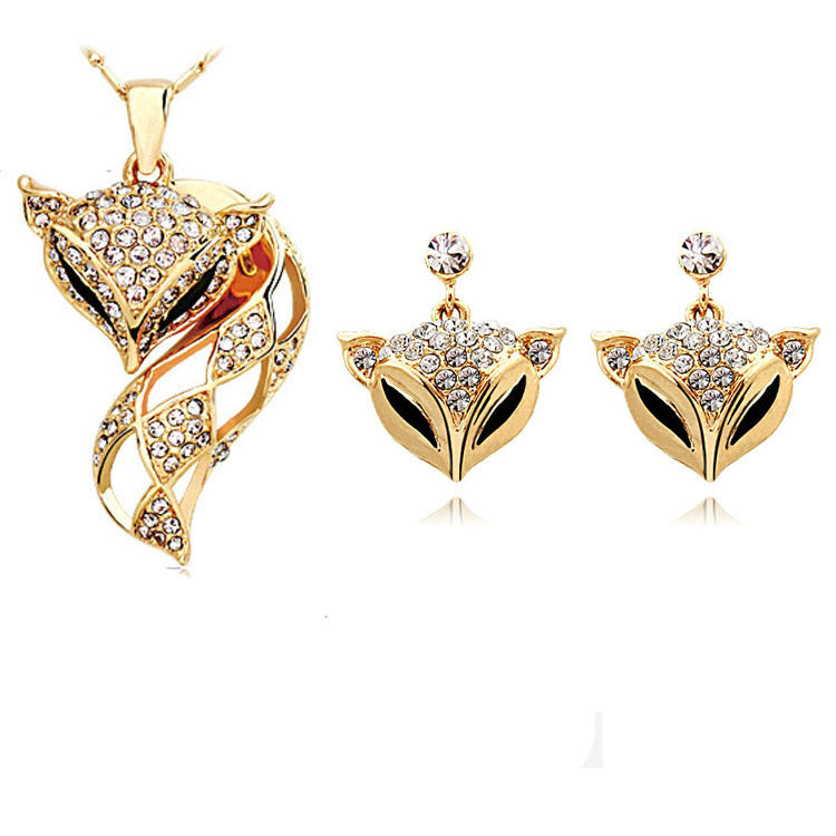 Dazzling Fox Necklace and Earring Set