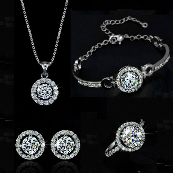 Zircon Crystal Four-Piece Jewelry Set