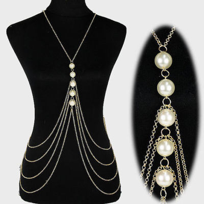 Elegant Pearl Body Chain Jewelry