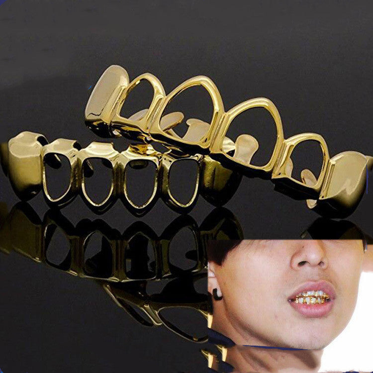Gold Plated Hip Hop Teeth Grillz Caps - Removable Top & Bottom Set