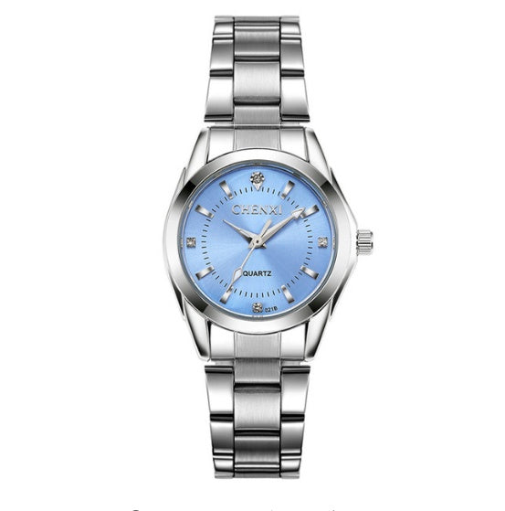 Luxury Crystal Dial Stainless Steel Quartz Watch for Women