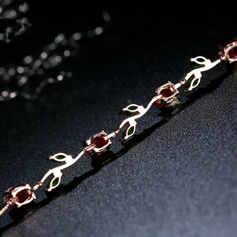 Radiant Rose Gold Plated Crystal Ladies Bracelet