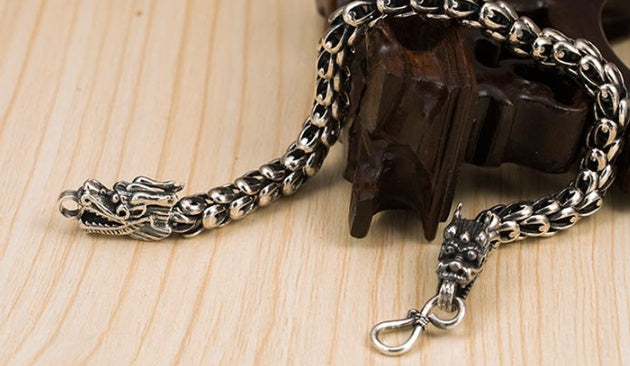 Men's Sterling Silver Dragon Bracelet