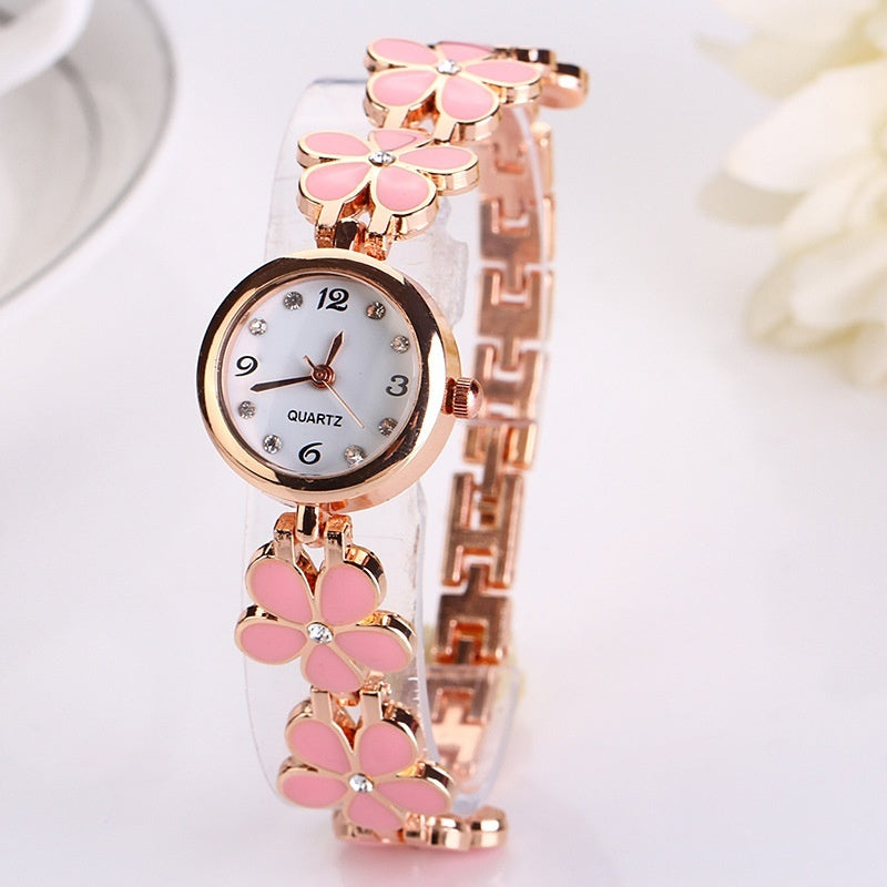 Elegant Floral Bracelet Strap Quartz Watch