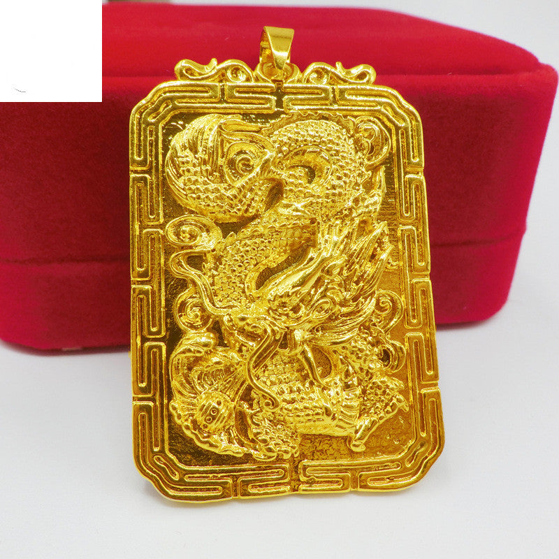 Men's Solid Gold-Plated Dragon Pendant Necklace