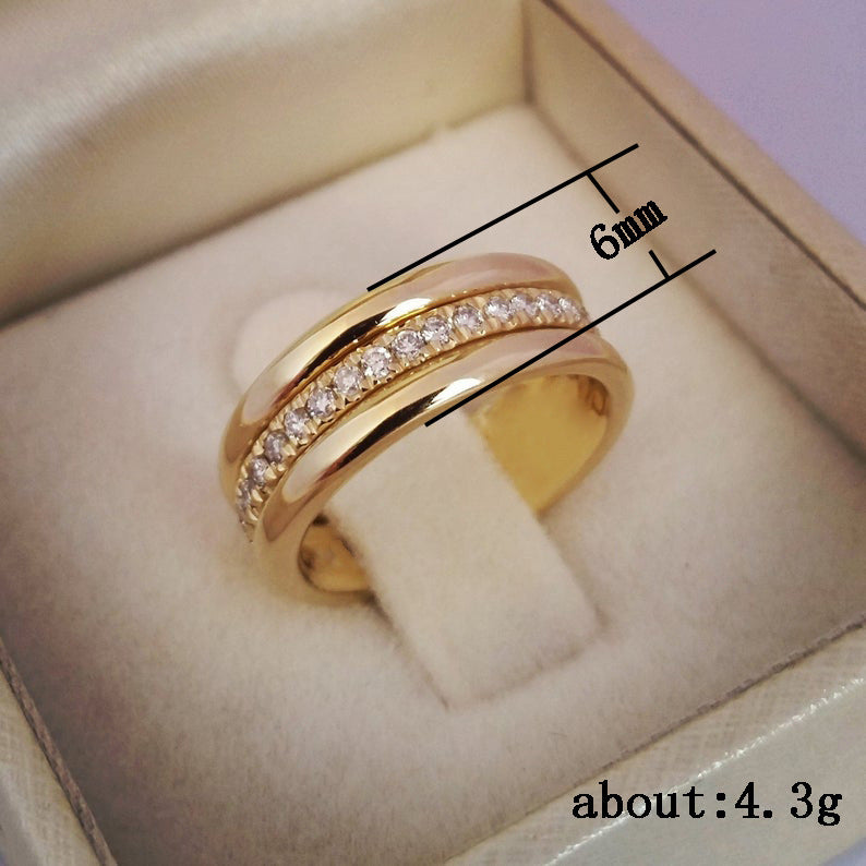 Gold Zircon Inlaid Geometric Fashion Ring