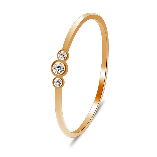 Elegant Three Diamond Copper Zircon Joint Rings