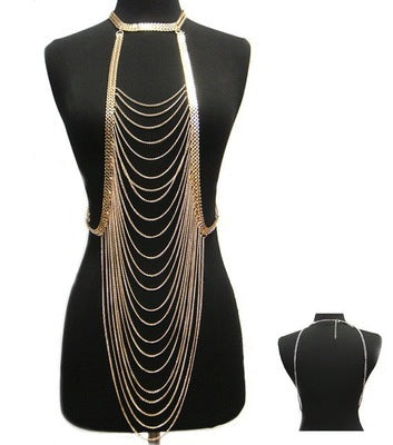 Long Layered Halter Body Chain - Gold & Silver