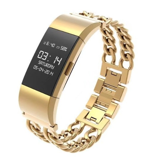 Stainless Steel Double Chain Strap for Fitbit Charge 2