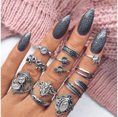 Gold Boho & Vintage Stackable Ring Set