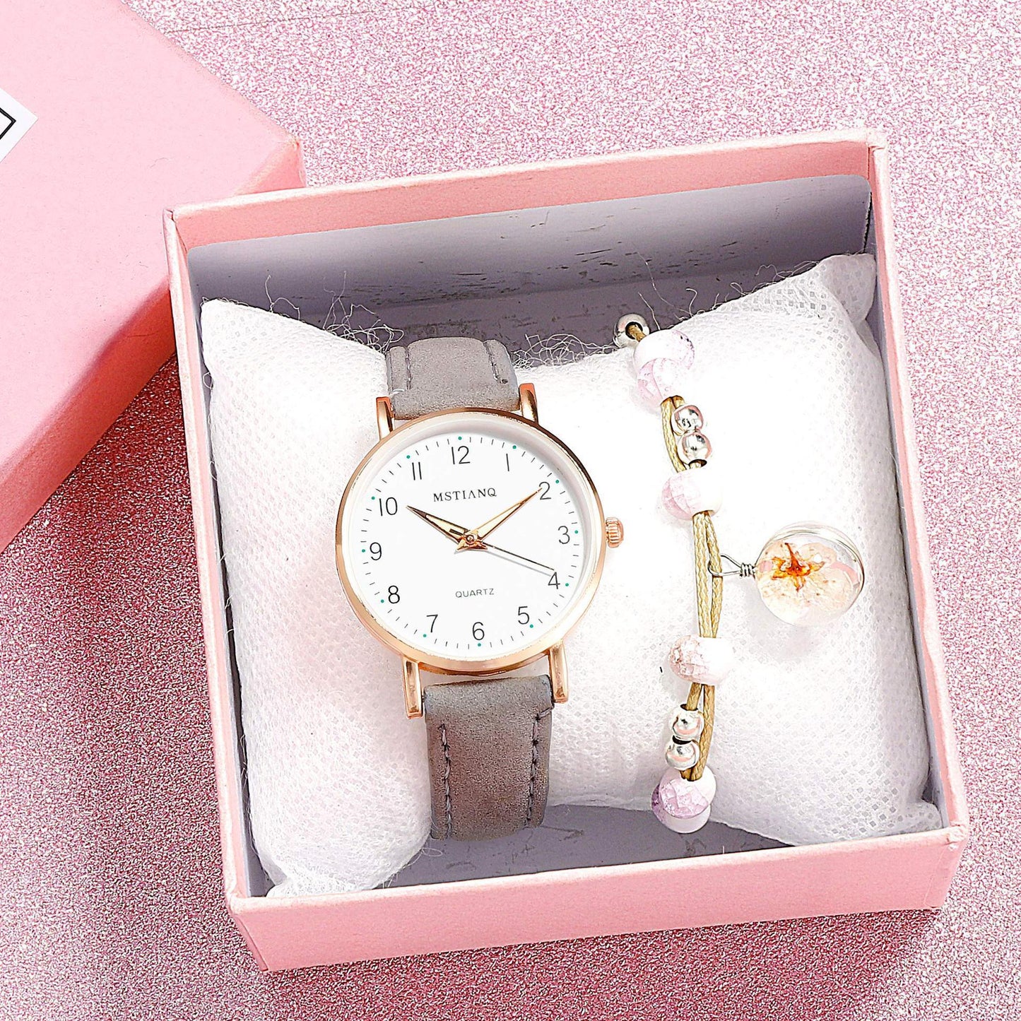 Women's Round Dial Faux Leather Quartz Watch