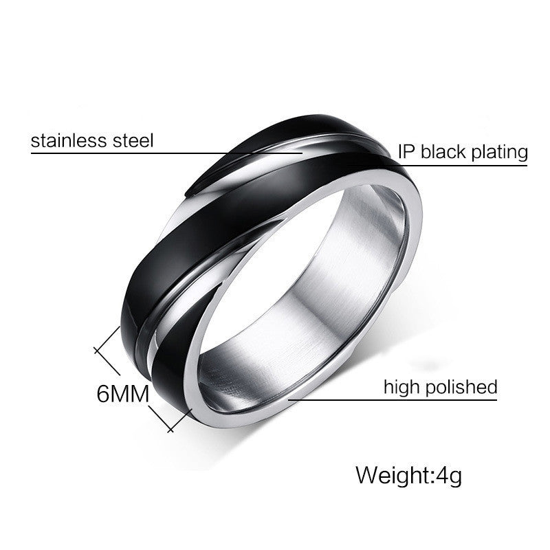Men's Bicolor Titanium Steel Twill Ring