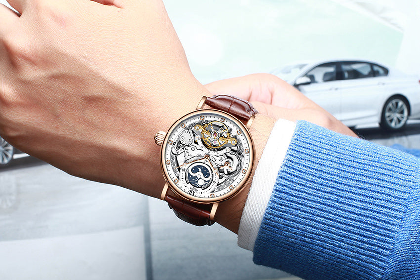 KINYUED Skeleton Automatic Mechanical Watch