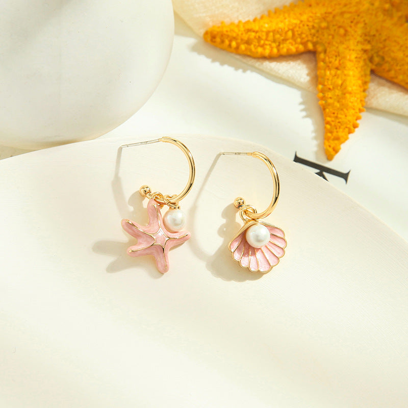 Colorful Shell Pearl Drop Earrings