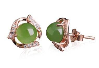 Ethnic Style Rose Gold Jasper Earrings