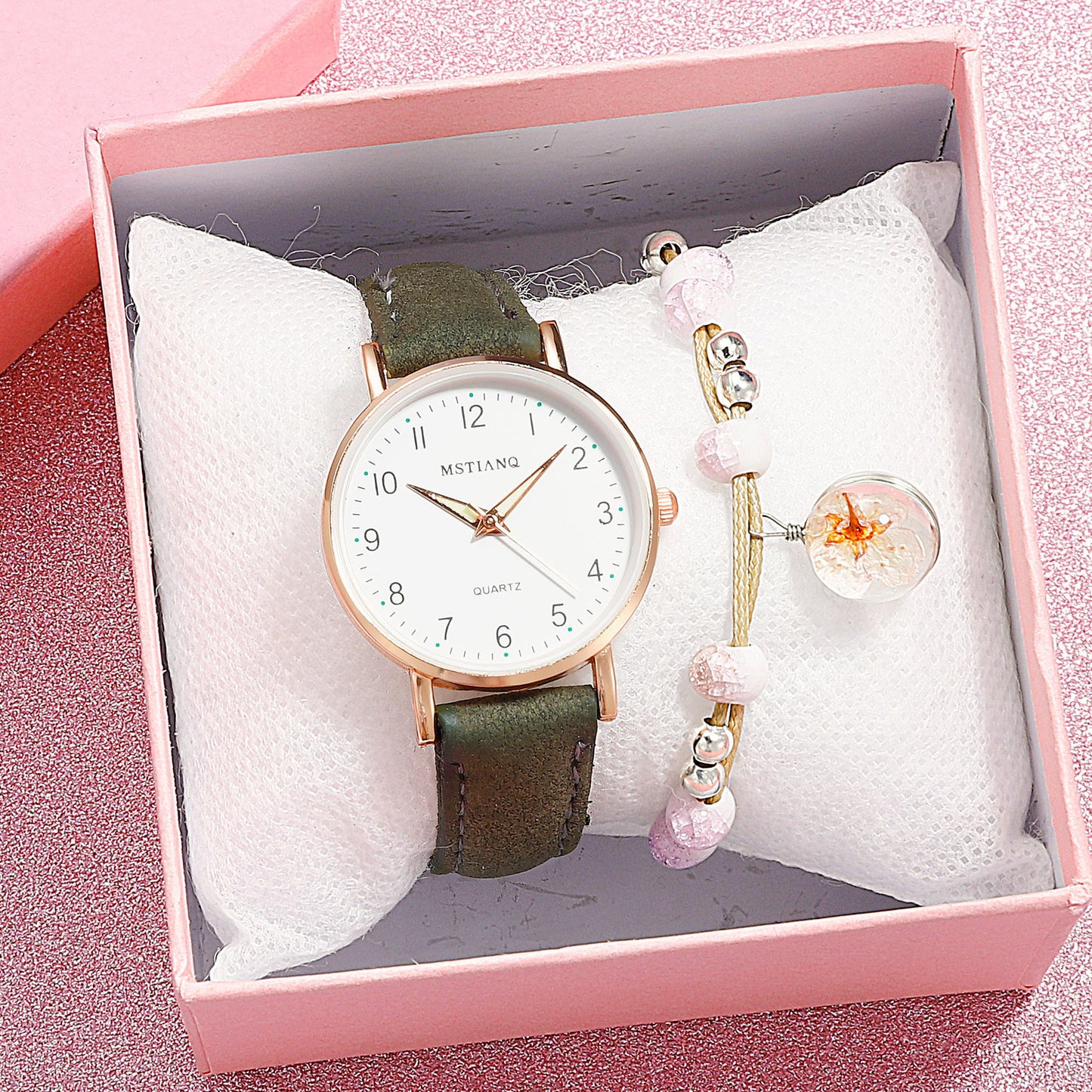 Women's Round Dial Faux Leather Quartz Watch