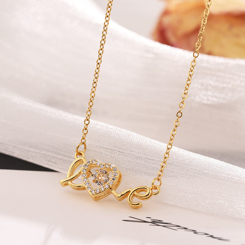 Elegant Love Letter Titanium Steel Necklace