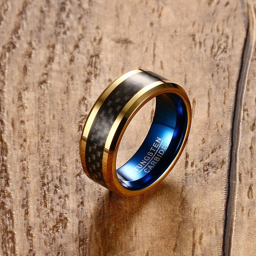Sleek Tungsten Steel Carbon Fiber Ring
