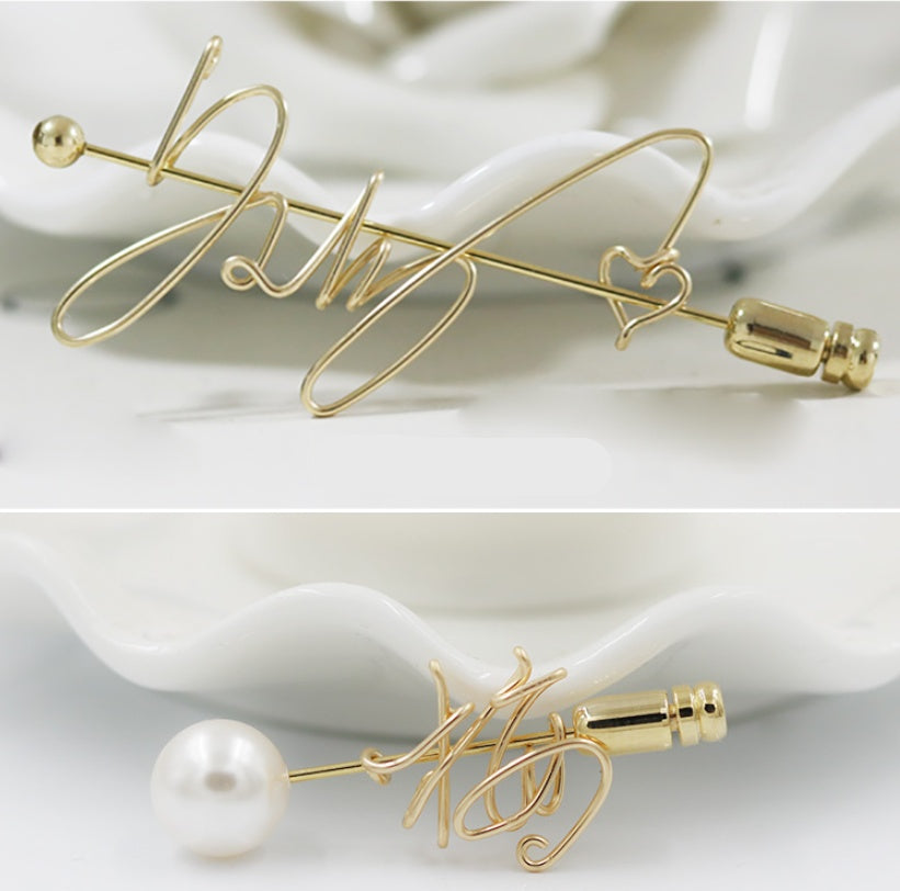 Custom Name Brooch: Personalized 14K Gold Letter Pin