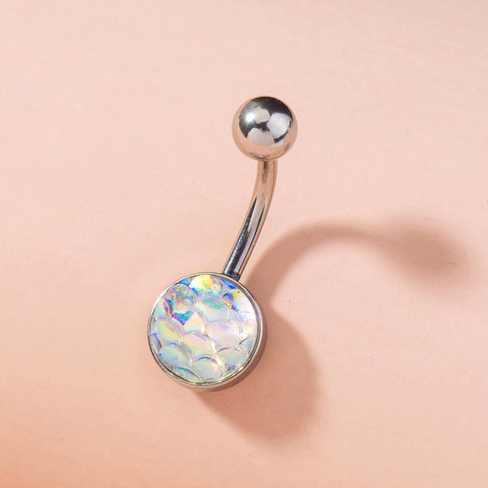 Mermaid Scale Zircon Belly Button Ring