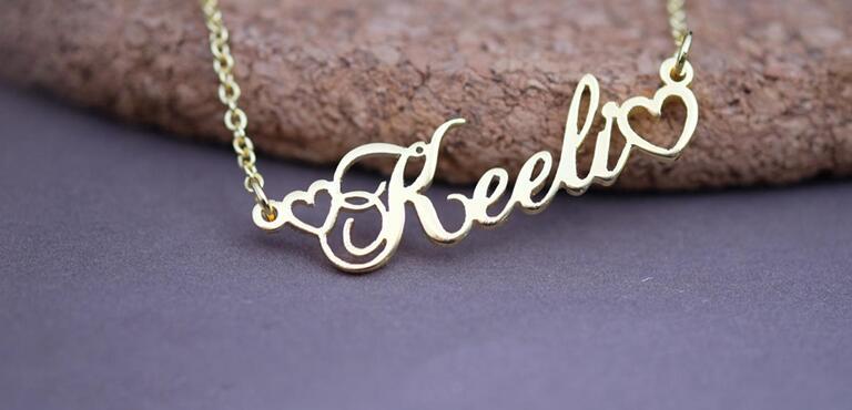 Custom Double Heart Name Necklace