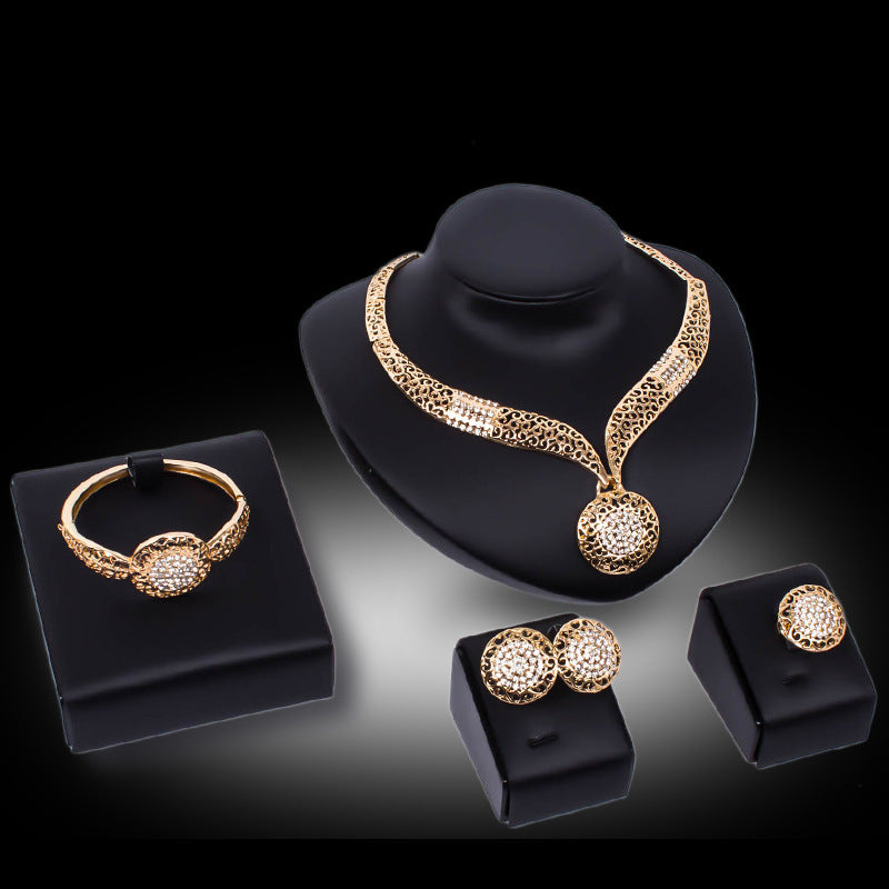 Luxury Rhinestone Four-Piece Jewelry Set