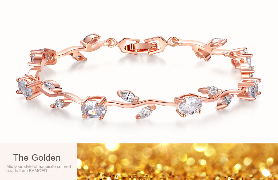 Radiant Rose Gold Plated Crystal Ladies Bracelet