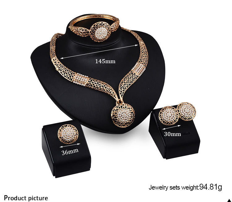Luxury Rhinestone Four-Piece Jewelry Set