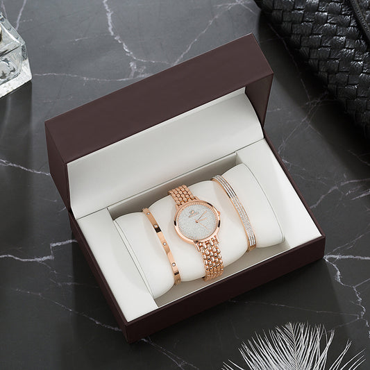 Luxurious Gold-Tone Women's Quartz Watch Set