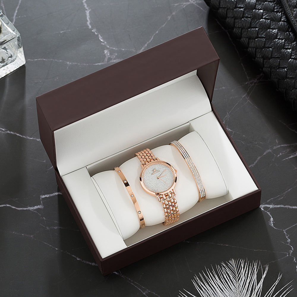 Luxurious Gold-Tone Women's Quartz Watch Set