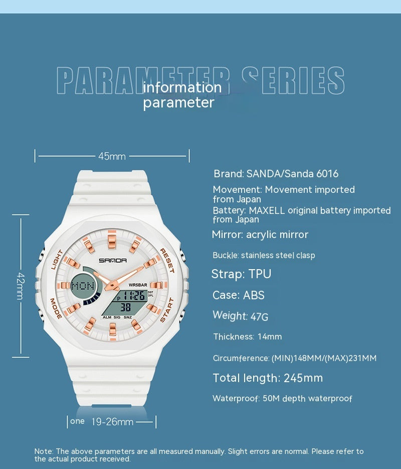 Multifunctional Sports Watch: 50M Waterproof & Dual Display