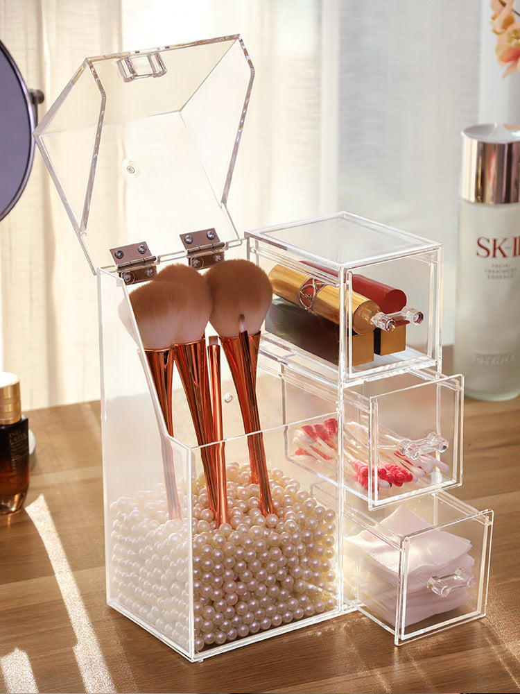 Clear Acrylic Makeup Brush & Jewelry Storage Box