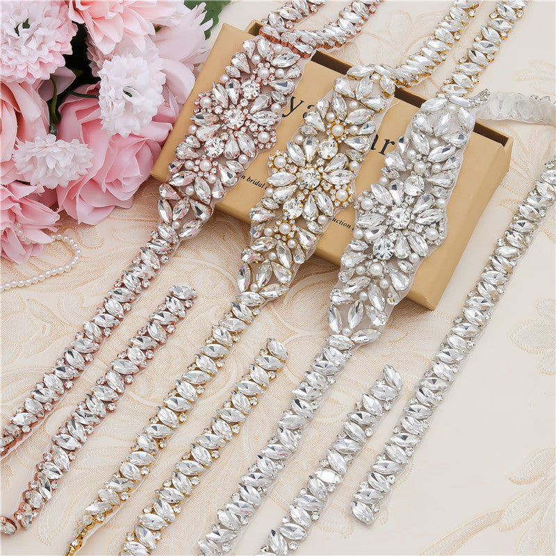 Rhinestone Applique Wedding Dress Waist Belt