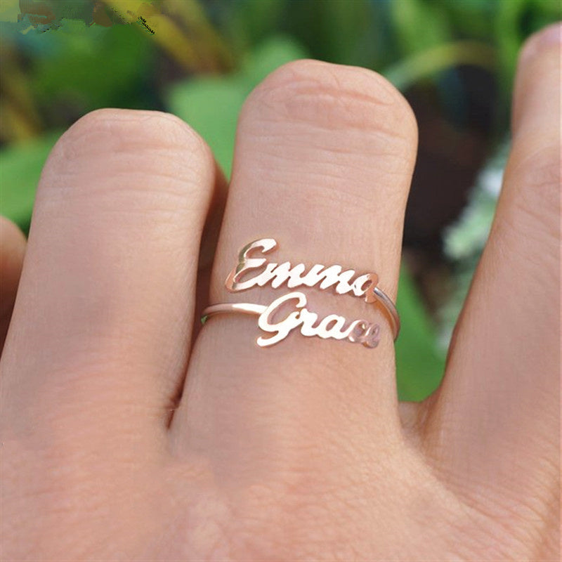 Custom Engraved Double Name Ring