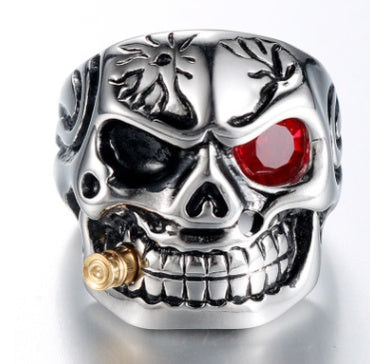 Men's Punk Skull Titanium Steel Ring