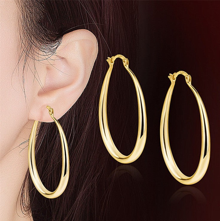 Geometric Oval Electroplated Earrings