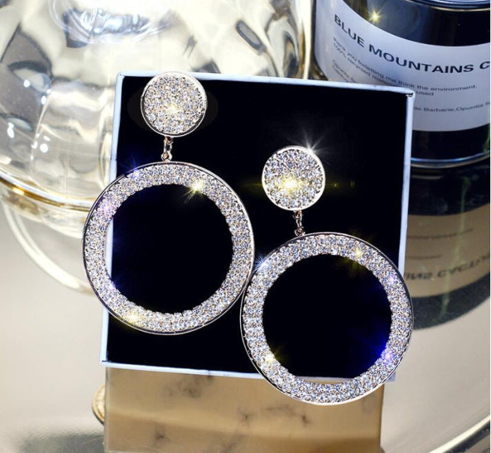 Exaggerated Geometric Circle Hook Earrings