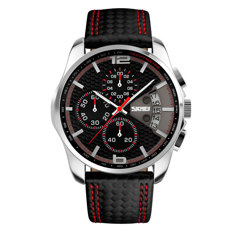 Men's Leather Quartz Sports Watch