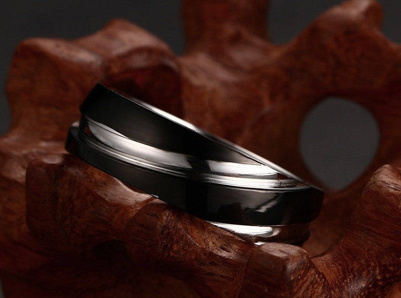 Men's Bicolor Titanium Steel Twill Ring