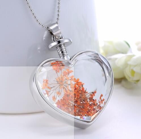 Heart Shaped Glass Pendant Necklace