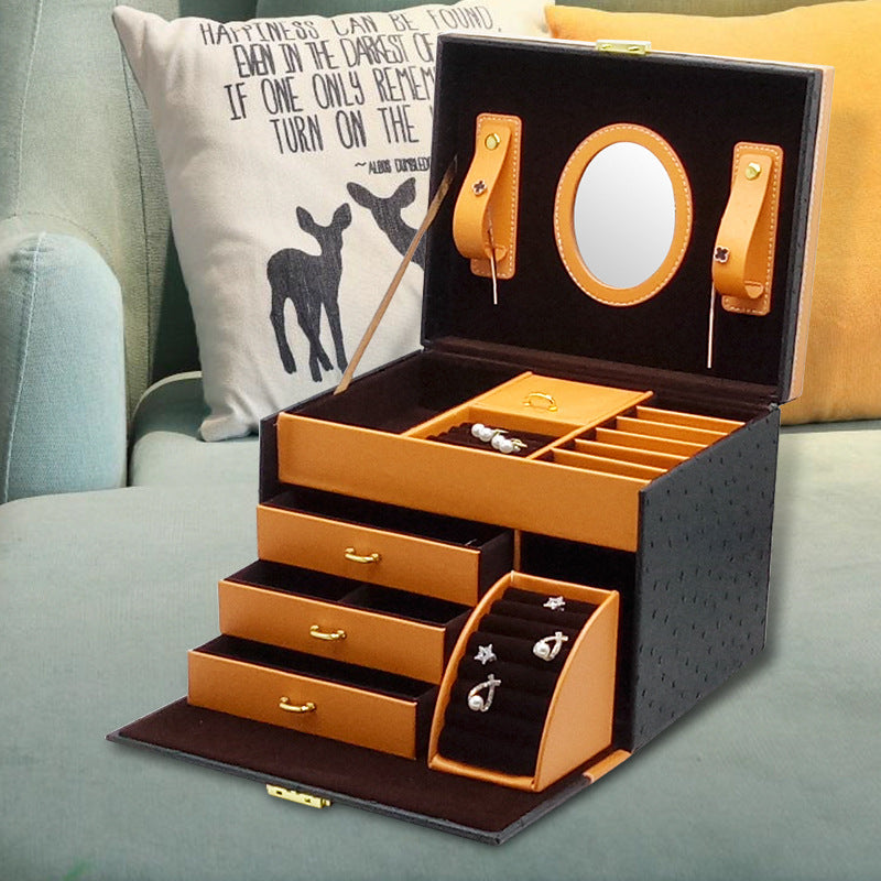 High-End Leather Jewelry Storage Drawer Box