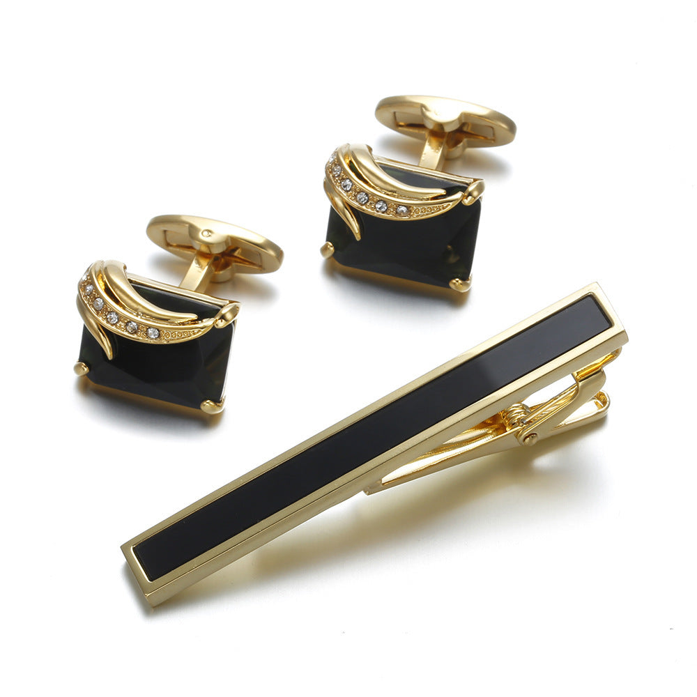 Gentleman's Gold Tie Clip & Cufflinks Set