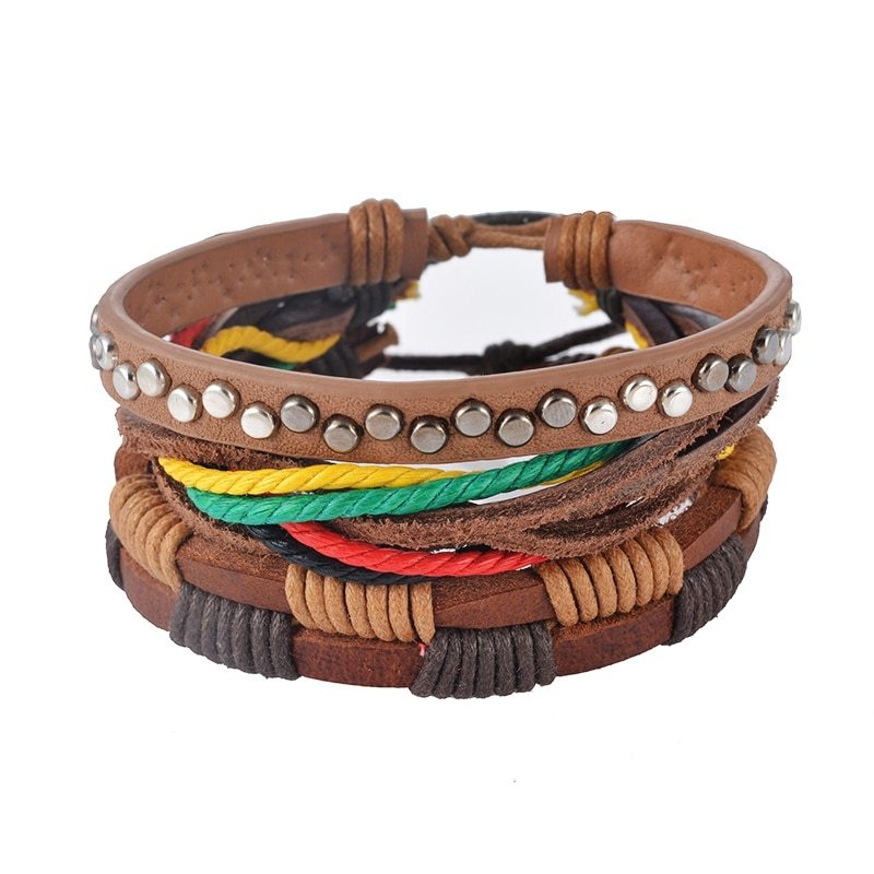 Artisan Leather Multilayer Bracelet