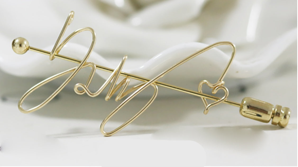Custom Name Brooch: Personalized 14K Gold Letter Pin