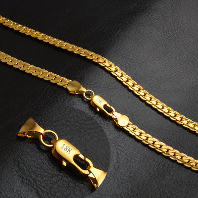 Versatile 18K Gold Plated Flat Chain Necklace